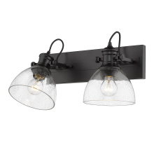 Golden 3118-BA2 BLK-SD - Yep by Golden Lighting Hines 2-light Vanity in Matte Black and Seeded Glass